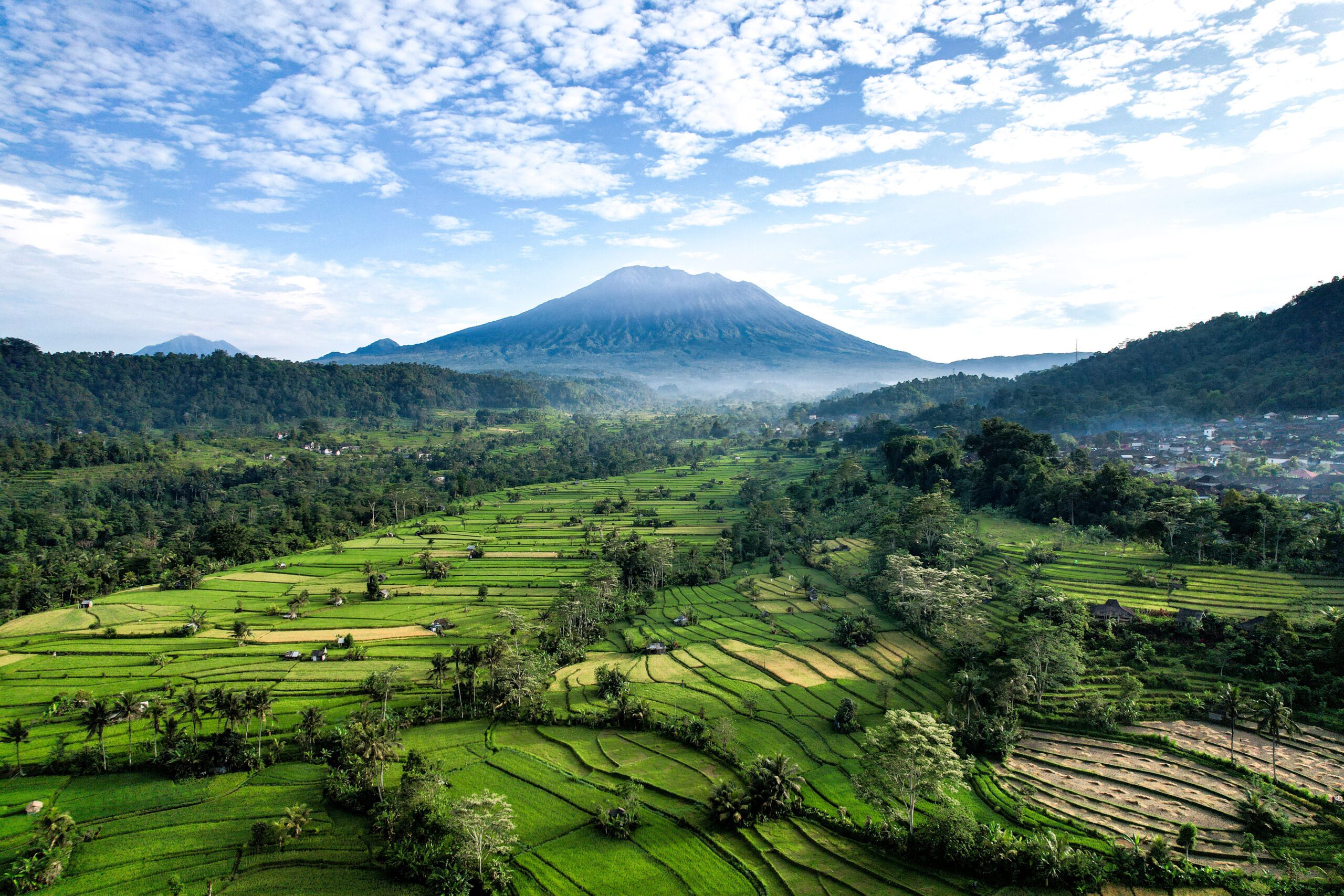 Bali Agung ryžové pole výhľad poznávací trip